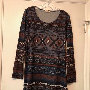 Tribal Long Tunic in Browns and Blues